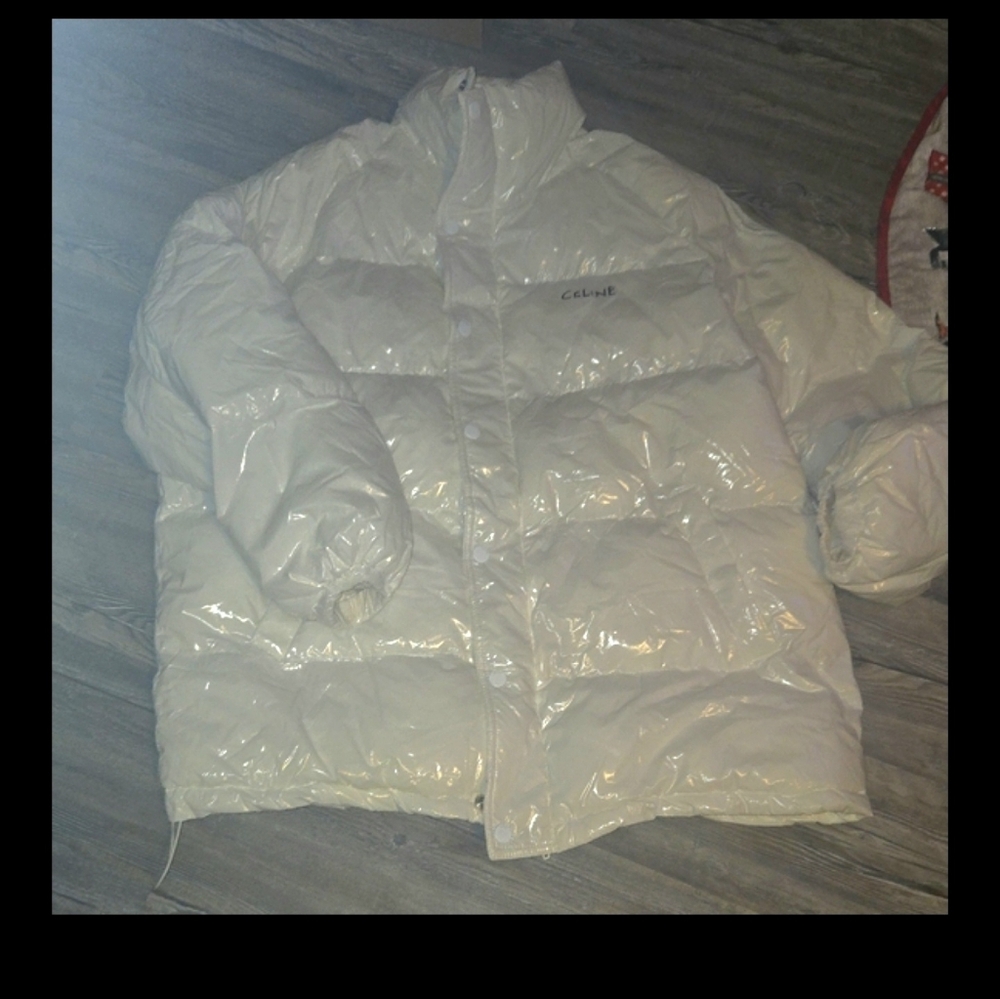Celine Glossy Cream Puffer Jacket